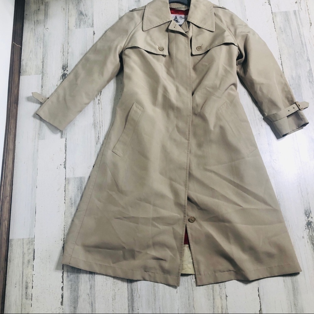 Vintage Misty Harbor Trench Coat Red Wool Liner